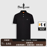 比音勒芬【冰氧吧】2025春夏新款男休闲上衣多色抗菌凉感舒弹短袖POLO衫T 07黑色 L （105）