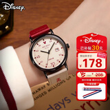 迪士尼（Disney）手表女学生复古撞色帆布带防水石英表高颜值女孩初高中生考试手表