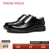 THOM WILLS德比鞋英伦风男士商务正装皮鞋舒适透气真皮男鞋冬季 黑色小牛D1611 41 /7.5码