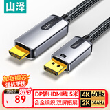 山泽DP转HDMI转接线 4K60Hz高清DisplayPort转HDMI2.0视频线电脑台式机接电视显示器转换线 5米DH650