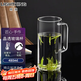 明尊（LIGHTKING）手工吹制高硼硅玻璃杯茶水杯带把手牛奶杯办公室透明泡茶杯冷水杯 CP'40（480ml）