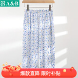 AB内衣睡裤女中老年春夏纯棉居家吸汗宽松透气女士中裤薄款家居裤 蓝雅S730 4XL
