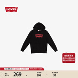 Levi's【特价来袭】李维斯情侣同款经典宽松休闲logo套头连帽卫衣 黑色 19622-0005 S