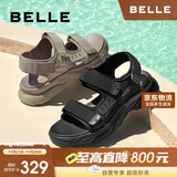 百丽厚底沙滩鞋男鞋25夏新休闲户外运动凉鞋A1514BL5 黑色 43