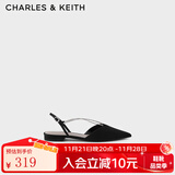 CHARLES&KEITH水钻链条平跟凉鞋拖鞋女士CK1-70900271-A Black黑色 36