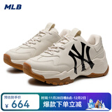 MLB官方老爹鞋女鞋子 25新款七夕增高运动鞋男鞋情侣休闲鞋NY跑步鞋 洋基队/浅米黄色（升级款） 36.5 (230mm)
