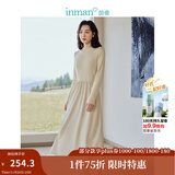 茵曼（INMAN）2025秋冬女装新款灯芯绒连衣裙新品长袖休闲针织礼服中长裙子 淡香杏-18348357H1 S