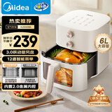美的（Midea）空气炸锅免翻面 2025年新款可视大视窗经典旋钮 实用大容量家用小家电6L  2.0金属内腔KZE6086
