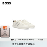 BOSS博斯男士光面和粒面混合人造皮革运动鞋 101-米色 41