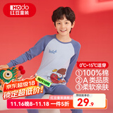 红豆儿童纯棉秋衣秋裤套装男女中大童秋冬低圆领保暖内衣A类棉毛衫套 H4M1033浅蓝 160