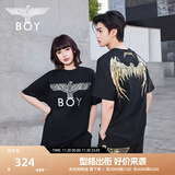 BOY LONDON【金翼锁链】夏季短袖情侣款翅膀烫金潮牌凉感T恤N01918 黑印金N01918 经典升级 M
