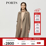 PORTS 宝姿秋冬新品优雅长袖中长大衣ALM9C024NZF078 驼色 M (6)