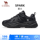 骆驼（CAMEL）男鞋厚底增高缓震老爹休闲运动鞋子 K15CX4L4018 黑/城堡灰 41