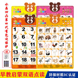婴幼儿有声挂图凹凸水晶立体挂图 乖宝宝高清数字早教拼音发声识字卡语音玩具 儿童认知早教启蒙认水果蔬菜 4件组：认识人物+蔬菜水果+数字1-20+认识动物