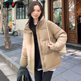 雅鹿短款羽绒服女2025新款时尚立领小个子加厚保暖面包服秋冬外套