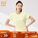 361°短袖男速干t恤新款夏季弹力吸湿排汗运动t恤男圆领跑步健身速干衣 【女款】布丁黄 L