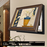 艺米 电表箱装饰画配电箱画美式液压翻盖新中式可推拉弱电箱遮挡画 富贵平安2 竖50x横60cm (可收纳40x50cm电箱)