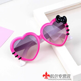 畅印 儿童卡通太阳镜新款可爱宝宝心形眼镜儿童萌桃心太阳镜男女童墨镜猫太阳镜 玫红白脚（镜袋+布）