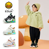 B.Duck小黄鸭童鞋儿童运动鞋冬季保暖灯鞋男女童发光二棉鞋5009黑米27