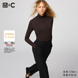 优衣库女装HEATTECH EXTRA WARM 混纺高领T恤/长袖 9%羊绒 478954 478954/38深褐色 2XL