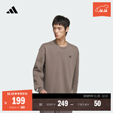 adidas情侣款宽松抓绒圆领长袖卫衣套头衫男女秋季阿迪达斯轻运动 岩层深土地棕/黑色   L