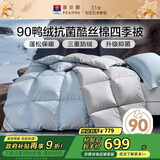 富安娜90%鸭绒羽绒被芯 单人宿舍四季被子春秋被 500g填充1.2米床蓝灰
