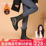 达芙妮官方马丁靴女加绒2025秋冬爆款烟筒靴子女英伦风中筒切尔西女靴 黑色加绒（中筒-5cm跟高） 39