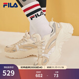 FILA斐乐SOFIA鱼刺鞋女鞋跑步鞋复古老爹鞋女增高鞋休闲鞋 奶白/米色-GA 37.5