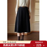独束[神裙3.0版]独束大码女装高腰半身裙女秋冬微胖mm遮胯显瘦A字裙 静谧黑 L