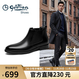 金利来（Goldlion）男鞋都市时尚切尔西靴加绒保暖耐磨男靴58014016301A-黑色-38码