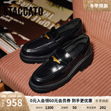 思加图【杨幂同款】2025新款小海鸥爵士乐福鞋厚底小皮鞋EEZ22CA5 墨石黑 选小一码 37