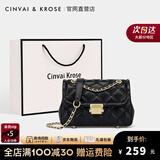CinvaiKrose【阿Sa蔡卓妍同款】包包女包2025新款斜挎包单肩包菱格链条小方包 黑色生日礼物送老婆