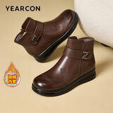 意尔康妈妈鞋棉鞋平底中老年保暖奶奶老人冬鞋女 14550W 棕色 40