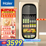 海尔（Haier）小红花绽放版-169L风冷无霜双温元气冰吧家用客厅办公室小冰箱饮料茶叶冷藏柜保鲜柜LC-169WLH9EY1