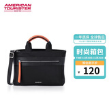 美旅箱包时尚轻商务通勤电脑包女生手提包单肩斜挎包QV5 黑色