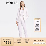 PORTS宝姿西装外套女春秋女士修身职业套装三醋酸西服女上衣 奶白色-1 S (4)