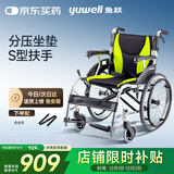 鱼跃(yuwell)手动轮椅车H061C铝合金折背免充气轻便老人残疾人