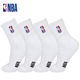 NBA运动袜子男秋冬中筒棉袜加厚毛圈44-47加大码跑步毛巾底篮球袜4双