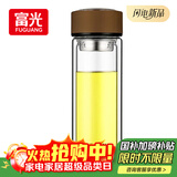 富光男女士双层玻璃杯 高硼硅玻璃304茶隔水杯子 带茶隔泡茶杯320ml