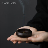 AMOR HOUR黑檀木多孔线香炉檀香香薰炉家用室内熏香实木底座小香插香座香托