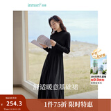 茵曼（INMAN）2025秋冬女装新款灯芯绒连衣裙新品长袖休闲针织礼服中长裙子 午夜黑-18348357H1 S
