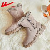 回力雪地靴女鞋新款冬季加绒加厚保暖棉鞋女纯色厚底外穿靴子女 紫色0108 37