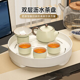 海伊朵日式双层塑料沥水托盘沥水盘户外旅行家用杯子水杯茶杯托盘茶盘 圆形沥水托盘(23cm)