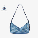 DISSONA迪桑娜包包女2025新品幸运锦囊提花帆船包单肩斜挎包中性运动挎包 中号-蓝色(吊牌价：1598)