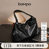 半坡饰族（bampo）女包包新款福瑞方方包头层牛皮大容量轻奢单肩斜挎包礼物女友 墨碳黑【葫芦专属五金】