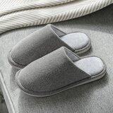 果洛菲（GUOLUOFEI）日式棉麻拖鞋女春秋居家室内木地板情侣棉拖鞋男四季 灰色 42-43