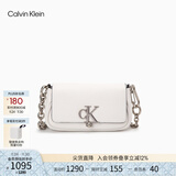 Calvin Klein时尚单肩包礼物链条包包金属字母旋扣翻盖CK女包斜挎马鞍包DH3240