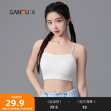 三福2024新款运动风文胸女固定杯抹胸美背细肩带裹胸吊带背心内衣 白色 75B