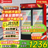 格点大容量饮料柜商用冰柜直冷藏展示柜酒水柜纯风冷无霜保鲜柜超市玻璃门冰箱立式啤酒柜 双门下机组直冷 7挡调温基础款