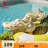 乔丹QIAODAN质燥浮云洞洞鞋2025冬季情侣款运动凉鞋户外软底沙滩拖鞋 香草黄/桦木色 男丨偏大一码 42